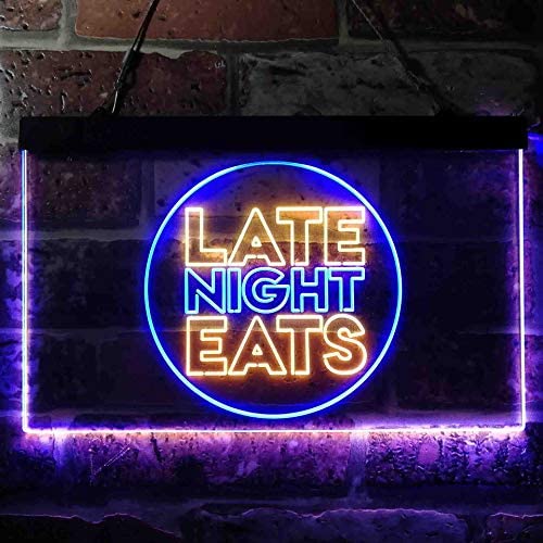 Late Night Eats Dual LED Neon Light Sign